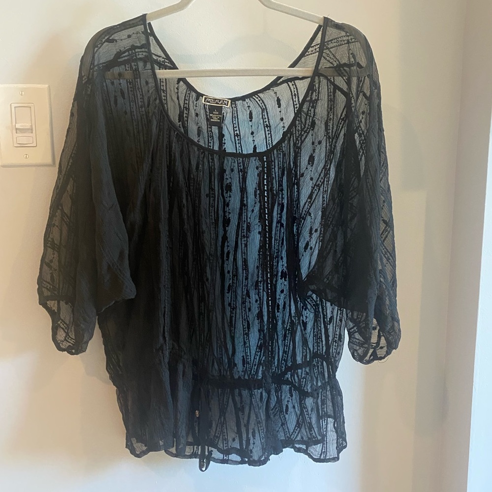 Bohemian Sheer Black & Embroidery Tunic Top